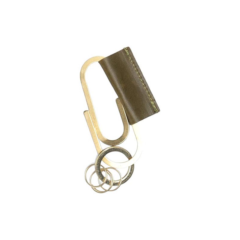 Naniwa Leather L-30301 BRASS GOODS Key Charm, Khaki