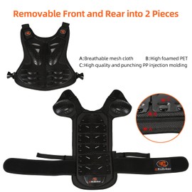 Kids Dirt Bike Chest Protector Motocross Armor Vest Elbow Guard Knee Shin Guard Pads Youth Motorcycle Protective Gear (Black, M:(Height:45.27"-51.18"))