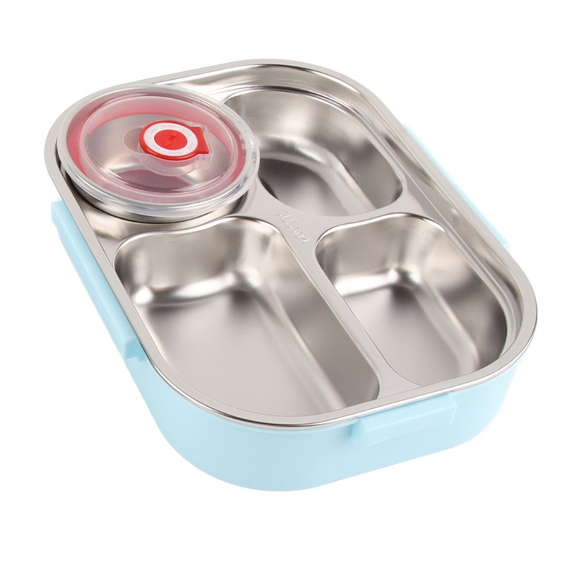 Stainless Steel Lunch Box Food Grade Safe 4 Compartments Portable