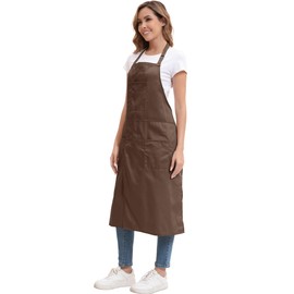 Nanxson Unisex Apron Potter Apron Long Apron with 3 Pockets Adjustable Buckle for Painting Ceramic Wheel DIY Art, brown