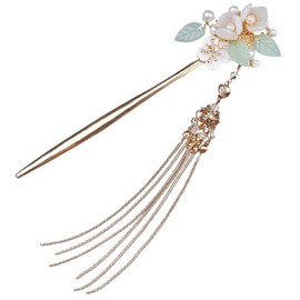 BIUDECO Retro Chinese Hair Stick Flower Hair Pin Pearls Tassel Drop Perfect for Wedding Party