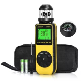 AIOMEST 휴대용 풍력 컵 풍속계 방향성 디지털 측정기 1.5~93MPH 공기 유속 야외 사냥용 드론 서핑 HVAC용 AIOMEST Portable Wind Cup Anemometer Digital Directional Meter 1.5~93MPH Air Speed for Outdoor Hunting Drones Surfing HVAC