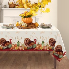 Thanksgiving Tablecloth for Rectangle Tables 60x84 Inch, Thanksgiving Turkey Table Cloth Party Supplies, Fall Farmhouse Pumpkin Table Decor for Autumn Thanksgiving Harvest Picnic Party Decorations