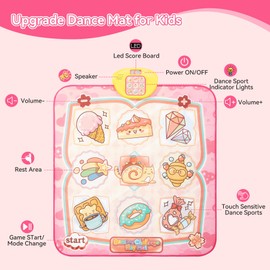 Fijinhom Dance Mat Toys, Electronic Dance Pad for Kids, Toddlers Dancing Game Pad with Adjustable Volume, Built-in Music, Different Game Modes, Musical Mat First Birthday Gifts for Girls Boys, Pink