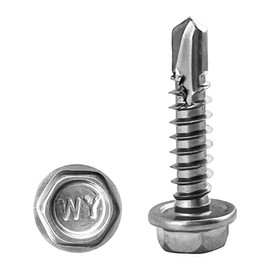 MateIJS (100PCS)#8x2 Self Drilling Screws, 410 Stainless Steel Hex Washer Head Sheet Metal Screws – Self Tapping Screw for Metal, Wood & Tough Materials – TEK Screw, Rust-Resistant Fasteners