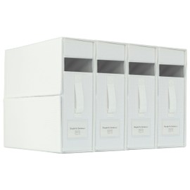 Simple&Opulence 4 Pack Bed Sheet Organizers and Storage, Linen Closet Organizers, Sheets Set Folder Storages with Window and Label (Queen/King Size) Organizing Bedding Container, White