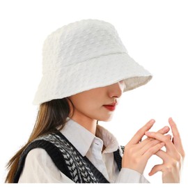 G-tiamo 86 Women's Bucket Hat, Hat, UV Protection, Simple, UV Protection, Stylish, Small Face, Foldable, Lace Pattern, white