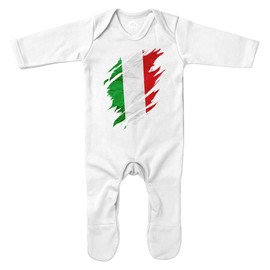 Purple Print House Italy Torn Romper Suit Babies Boy Girl Italian Football Italia Baby Sleepsuit, 3-6 Months, Navy