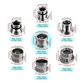 7 Pieces Faucet Adapter Kit, Sink Adapter for Faucet, Male Thread M16, M16.5, M18.5, M20, M22, M24, M28 to M22 Male, Faucet Connector with Washer and PTFE Tape(Check size chart before purchase)