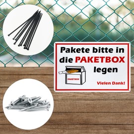 TNSLAND Parcel Box Sign "Pakete bitte in die Paketbox legen" 20 x 30 cm, Aluminium Parcel Box Sticker with UV Protection