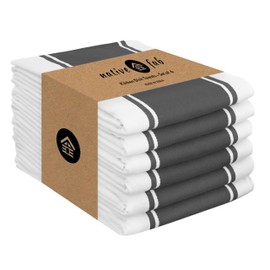 Native Fab Farmhouse Kitchen Dish Towels 6 Pack Extra Large 18x28, Dish Cloths, Bar Towels, Tea Towels, Cleaning Towels, Absorbent Durable Kitchen Towels with Hanging Loop, Grey White