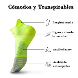 5 Pares de Calcetines Deportivos para Hombre, Tines Cortos Transpirables y de Absorción de Sudor, Calcetas Antideslizantes Duraderos, para Correr, Escalar, Acampar y Más Actividades Al Aire Libre