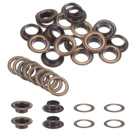 HARFINGTON 20Set Grommets Eyelets with Washers 12mm Copper Metal Eyelets Kit for Fabric Curtain Tarps Leather Belt Shoes Bag DIY, Bronze