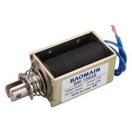 Baomain Push Pull Electromagnet Solenoid JF-1564B DC24V 1.4A Stroke 20mm 55N Open Frame Linear Actuator