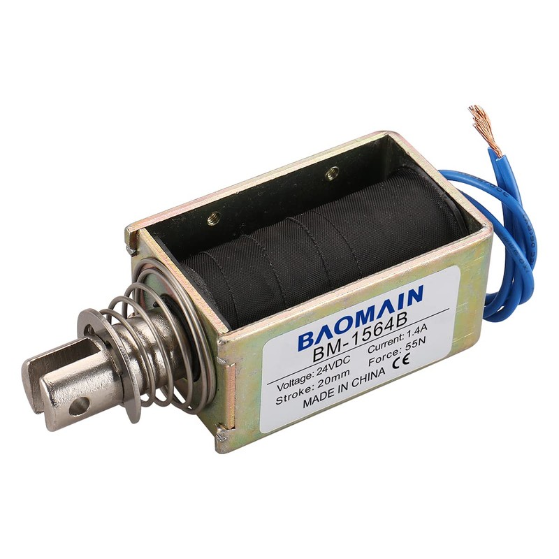 Baomain Push Pull Electromagnet Solenoid JF-1564B DC24V 1.4A Stroke 20mm