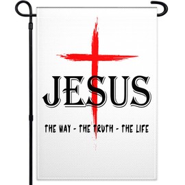 Jesus The Way Truth Life Flag 12x18 Inch Double-Sided Christian Garden Flag for Outside Suitable for Outdoor Indoor House Yard Easter Day Decor