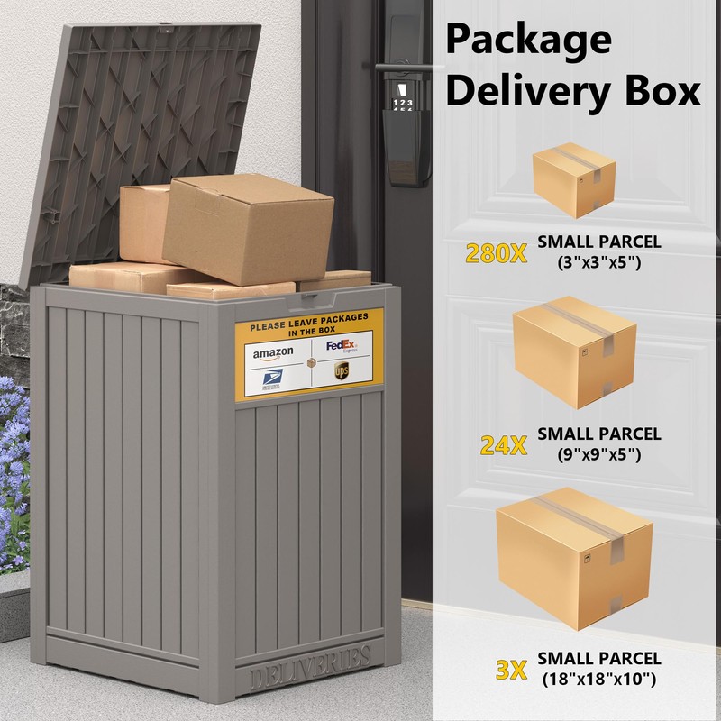 LHBGO Package Delivery Box for Outside, with Delivery Sign 48