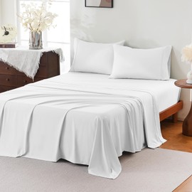 ChicView King Sheet Set, Breathable Cooling Microfiber Sheet Set, Deep Pockets Up to 16", Easy Care Bed Sheet and Pillowcase (King, White)