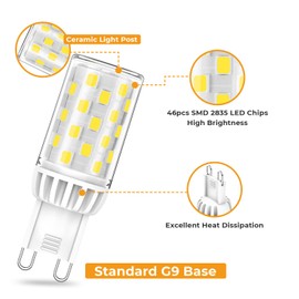 Lososuch G9 Led Bulbs Dimmable 5W 6000k Daylight, Replace G9 40W 60W Halogen, AC 120V 550LM Bi-pin G9 T4 Neutral LED Bulbs for Chandelier Wall Pendant Ceiling Lamps No-Flicker,10-Pack