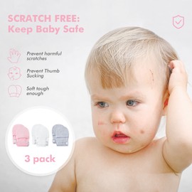 HAPIU Baby Mitten, 3 pack, Full Blush&Cloud&Gray Heather, 3-6 Months