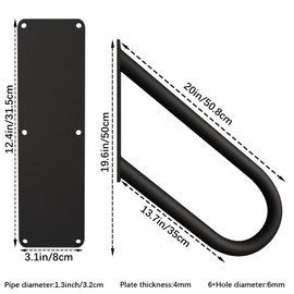 UCANVIN Handrails for 1-2 Outdoor Stairs, 20" Wall Mount Railings for Outdoor Steps, U-Shaped Stair Railing Outdoor Non-Slip Porch Railing U Shape Stair Handrails for 1-2 Steps Outdoor Garage,φ1.3"Pip