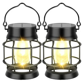 Solar Outdoor Lights, 2 Pack Upgraded Hanging Solar Outdoor Lights Garden Waterproof, Solar Lantern Outdoor, Solar Garden for Garden, Balcony, Dining Table Decoration