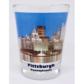 Pittsburgh Pennsylvania City Skyline Color Photo Shot Glass