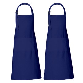 RAJRANG Chef Apron for Women Men with Pockets Cotton Kitchen Cooking Full Plain Aprons Sodalite Blue 35x27 Inches, Pack of 2
