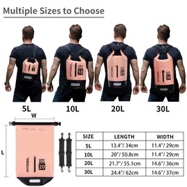 Dry Bag 5L/10L/20L/30L Wet Bag Waterproof Bag with Phone Pouch Double Shoulder Strap Backpack for Travelling Fishing Cycling Kayaking Swimming Boating Beach