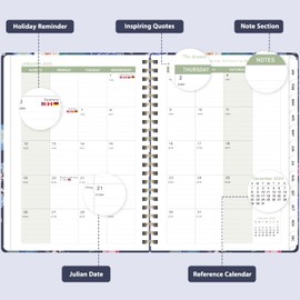 2025 Planner - Weekly and Monthly Planner Book, January 2025 - December 2025, Hard Cover Calendar Planner with Tabs, Notes Pages, Inner Pocket, A5 (6.3" x 8.4")