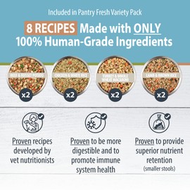 JustFoodForDogs Pantry Fresh Dog Food, Human Grade Beef, Chicken, Turkey, Lamb Variety Pack (8 Pack)