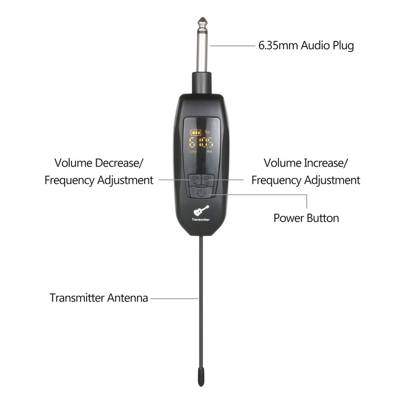 UHF Wireless Transmitter and Receiver 6.35mm Standard Audio Plug Wireless