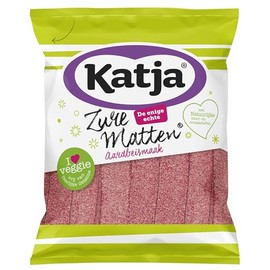 Katja Zure Matten | Sour Strawberry Gummy Candy Strips | 125g 4.4 ounce