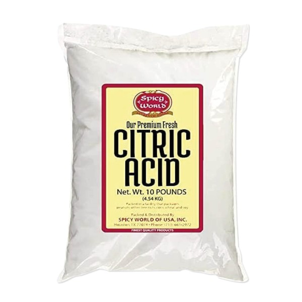 Spicy World Pure Citric Acid, 10 Pound - Food Grade & Non-GMO- Natural Food Preservative, Beauty Ingredient