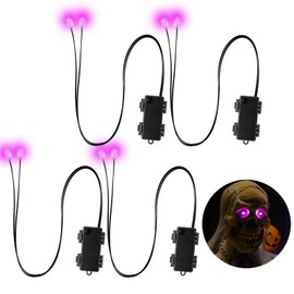 Purple Led Glowing Eyes with Timer & Waterproof, 4 Pcs Light Up Skeleton Eyes, Horror Diy Red Eyes for Masks, Pumpkins, Tombstones, and Props (Batteries Not Included)