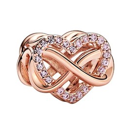 Ouroyea Rose Gold Infinity Heart Charm 925 Sterling Silver Pendant,Jewelry Beads Gifts for Women Bracelet&Necklace