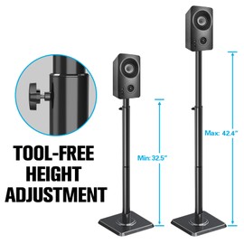 Mounting Dream Speaker Stands - Height Adjustable Speaker Stand for Vizio, Polk, JBL, Sony, Speaker Stands Pair with Wire Management (Holds up to11LBS Per Stand)