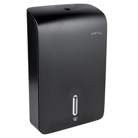 Clean Tek Professional 10.8 x 4.3 x 16.7 Inch Multifold Paper Towel Dispenser, 1 C/M-Fold Towel Dispenser - Towels Sold Separately, Waterproof, Black Plastic Hand Towel Dispenser - Restaurantware