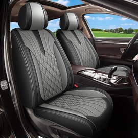 IKABEVEM Full Set Car Seat Covers for Ford Ranger 2019-2023 2024 2025 XLT Lariat XL for Ranger All Trim: Breathable Perforated Leather Seat Cover (Black&Grey)