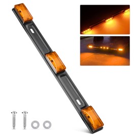 GOOACC 9LED Marker ID Bar 1PC 14.2Inch Amber Trailer Tail Light Rear Clearance Identification Light Bar Stainless Steel Bracket IP67 Waterproof for Pickup Truck Trailer RV Boat, 2 Years Warranty