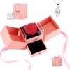 SOYCCYOP Preserved Rose Box with Necklace, Artificial Rose Flower Gifts