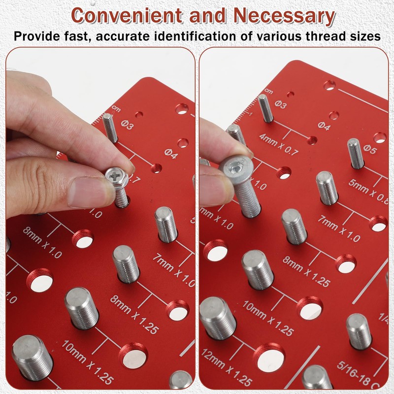 Nut and Bolt Thread Checker, 36 Thread Sizes Checker, Aluminum