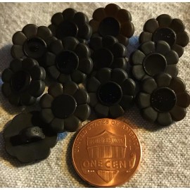 Unbranded 12 New Black Plastic Flower Shank Buttons Shiny Center 9/16" 14.5mm # 4815