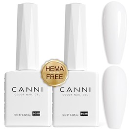 CANNI- Juego de 2 esmaltes de uñas en gel blanco sin hema kit de esmaltes en gel blanco, kit de manicura de gel LED Soak Off D                        