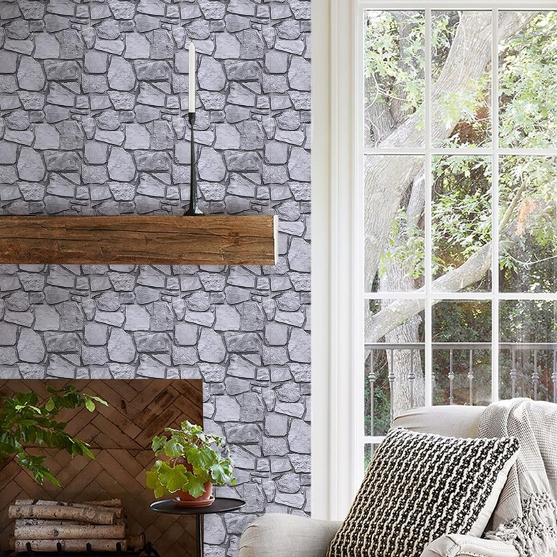 COMSTICKC 3D Faux Stone Wall Panel,Peel and Stick Stone Tiles,10