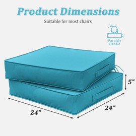Snubbull Outdoor Chair Cushions 24 X 24 X 5 Inch Patio Furniture Cushions Waterproof & Fade Resistant Outdoor Cushions for Patio Furniture with Handle & Adjustable Straps Set of 2