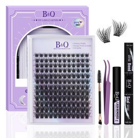 Lash Extension Kit for Beginners BM03 Eyelash Extension Kit 156pcs D Curl Flat Matte Lash Clusters Kit Natural and Soft Lash Kit Flat Band 8-18 Mixed Individual Lashes Kit (US-FDset-BM03-8-18MIX)