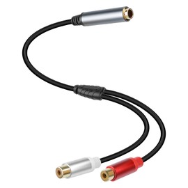 RIIEYOCA Jack to RCA Audio Cable, 6.35 mm Jack Female to 2 RCA Female Y Splitter for Mixers, Amplifiers, AV Receiver (0.3 m/1 ft)