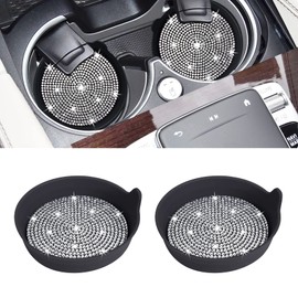 Amooca - Posavasos universales antideslizantes para coche, accesorios interiores de coche, 2 unidades, color negro