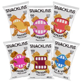 SNACKLINS Plant Based Crisps | Vegan Healthy Snacks | Gluten Free, Grain Free Sugar, Free, Low Calorie, 100% Kosher for Passover, Crunchy, Puffed Snack | 6 Flavor Sampler Pack (Full Size - 3oz, Flavor Sampler - 1 of each)